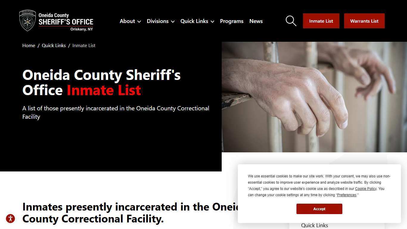 Inmate Information: Oneida County Sheriff's Office | Oneida County Sheriff's Office